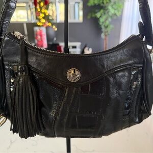 Brighton Black Leather Shoulder Bag with Tassel
